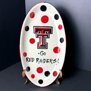 TCabells Too Texas Tech Red Raiders Oval Platter Hand Painted Guns Up NCAA Big12